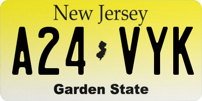 NJ license plate A24VYK