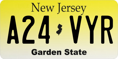 NJ license plate A24VYR