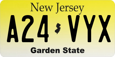 NJ license plate A24VYX