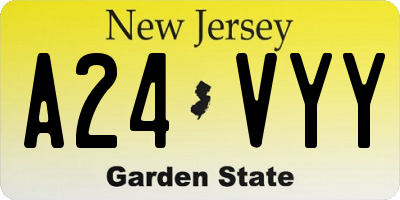 NJ license plate A24VYY