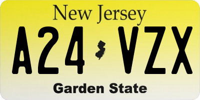 NJ license plate A24VZX