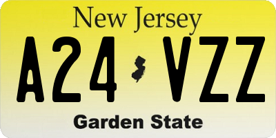 NJ license plate A24VZZ