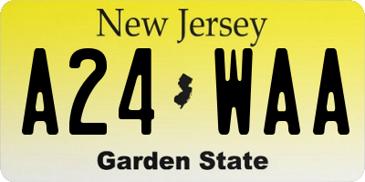 NJ license plate A24WAA