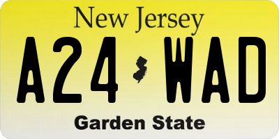 NJ license plate A24WAD