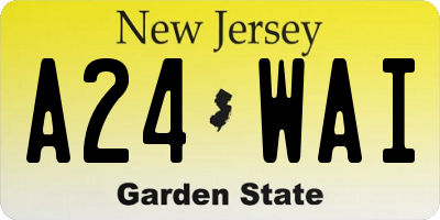 NJ license plate A24WAI