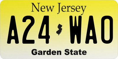 NJ license plate A24WAO