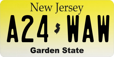 NJ license plate A24WAW