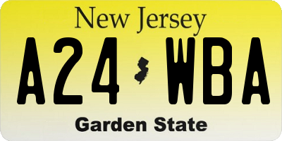 NJ license plate A24WBA