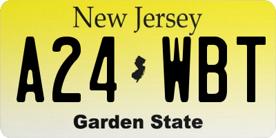 NJ license plate A24WBT