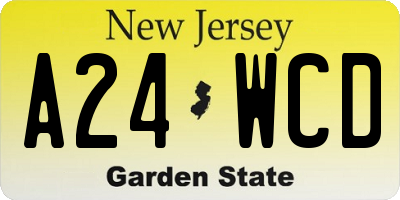 NJ license plate A24WCD