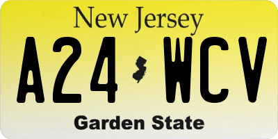 NJ license plate A24WCV