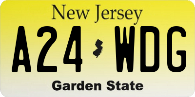 NJ license plate A24WDG