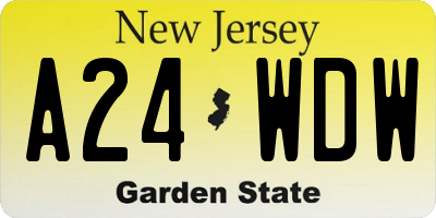 NJ license plate A24WDW