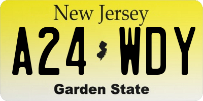 NJ license plate A24WDY