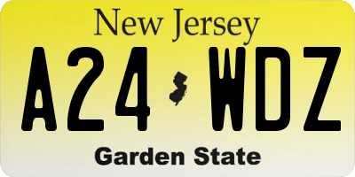 NJ license plate A24WDZ