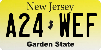 NJ license plate A24WEF