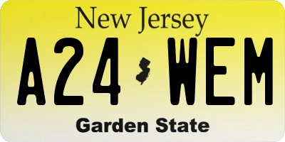 NJ license plate A24WEM
