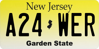 NJ license plate A24WER