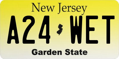 NJ license plate A24WET