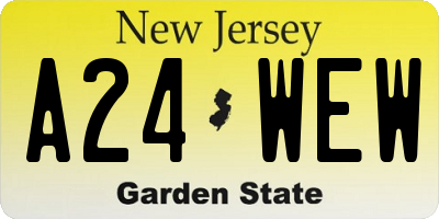 NJ license plate A24WEW