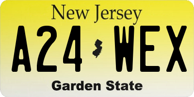 NJ license plate A24WEX