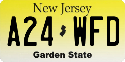NJ license plate A24WFD
