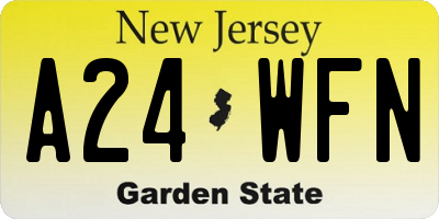 NJ license plate A24WFN