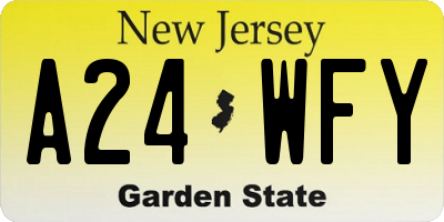 NJ license plate A24WFY