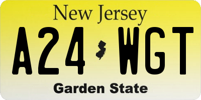 NJ license plate A24WGT
