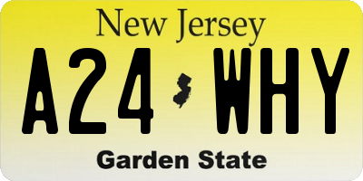 NJ license plate A24WHY