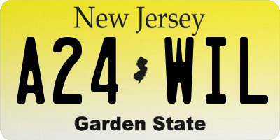 NJ license plate A24WIL