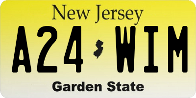 NJ license plate A24WIM