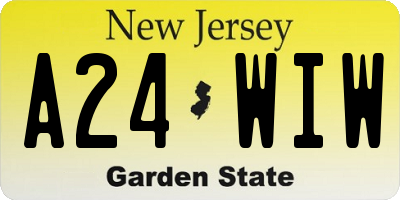 NJ license plate A24WIW