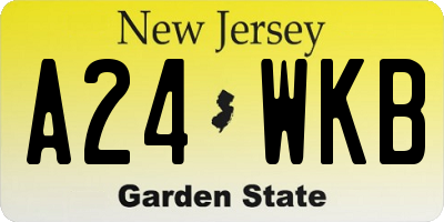 NJ license plate A24WKB