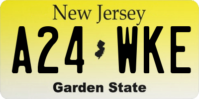 NJ license plate A24WKE