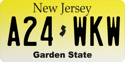 NJ license plate A24WKW