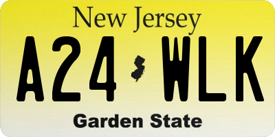 NJ license plate A24WLK