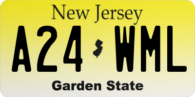 NJ license plate A24WML