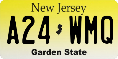 NJ license plate A24WMQ