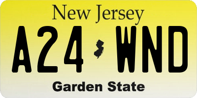 NJ license plate A24WND