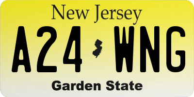 NJ license plate A24WNG