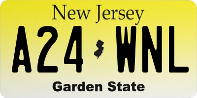 NJ license plate A24WNL