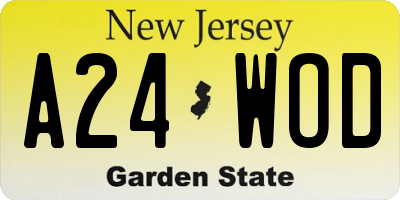NJ license plate A24WOD