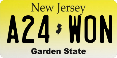 NJ license plate A24WON