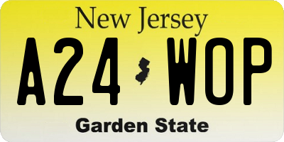 NJ license plate A24WOP