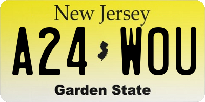 NJ license plate A24WOU