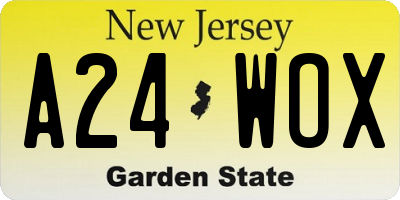 NJ license plate A24WOX