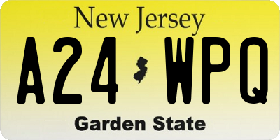 NJ license plate A24WPQ