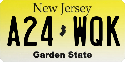 NJ license plate A24WQK