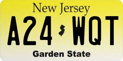 NJ license plate A24WQT